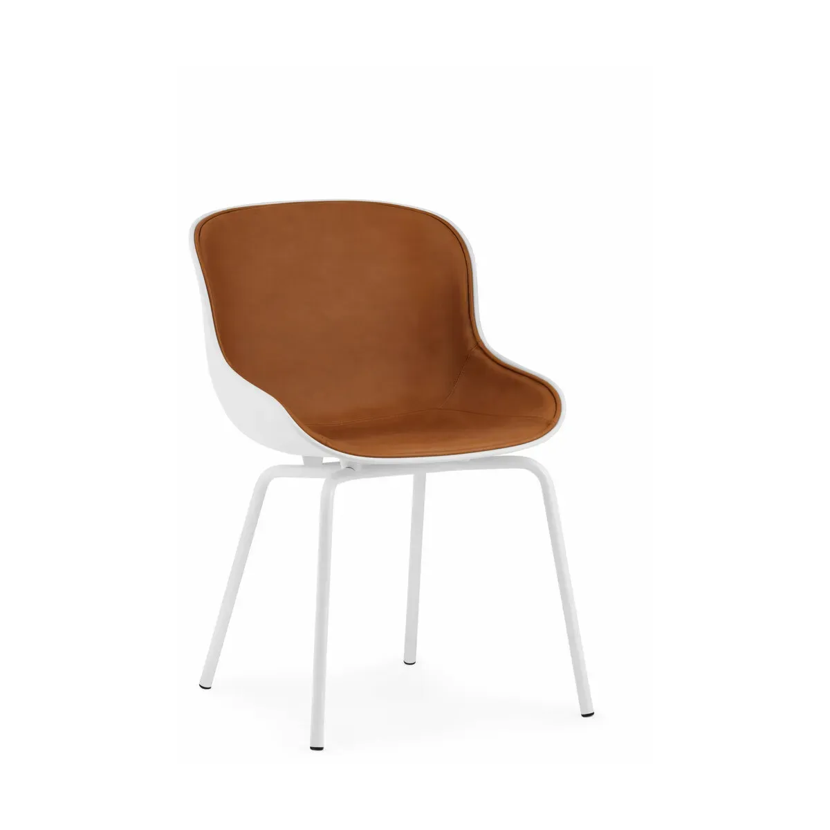 Chaise en acier peint et pp blanc avec cuir naturel Hyg - Normann Copenhagen