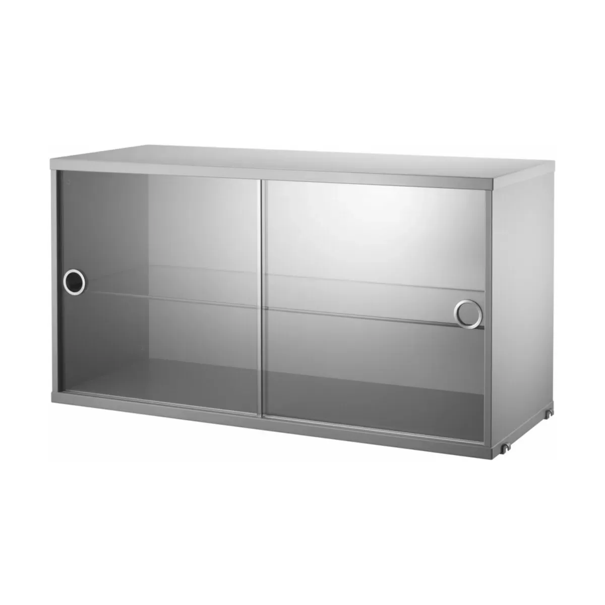 Caisson en MDF gris avec 2 portes vitrées - String furniture