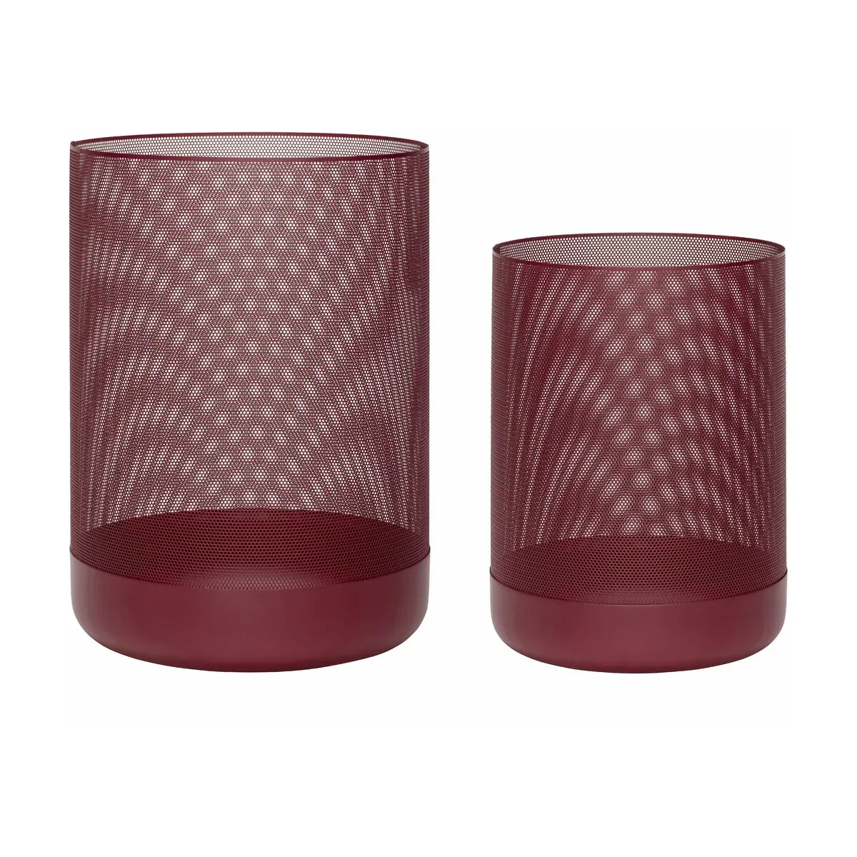 2 Paniers ronds en métal bordeaux - Hübsch