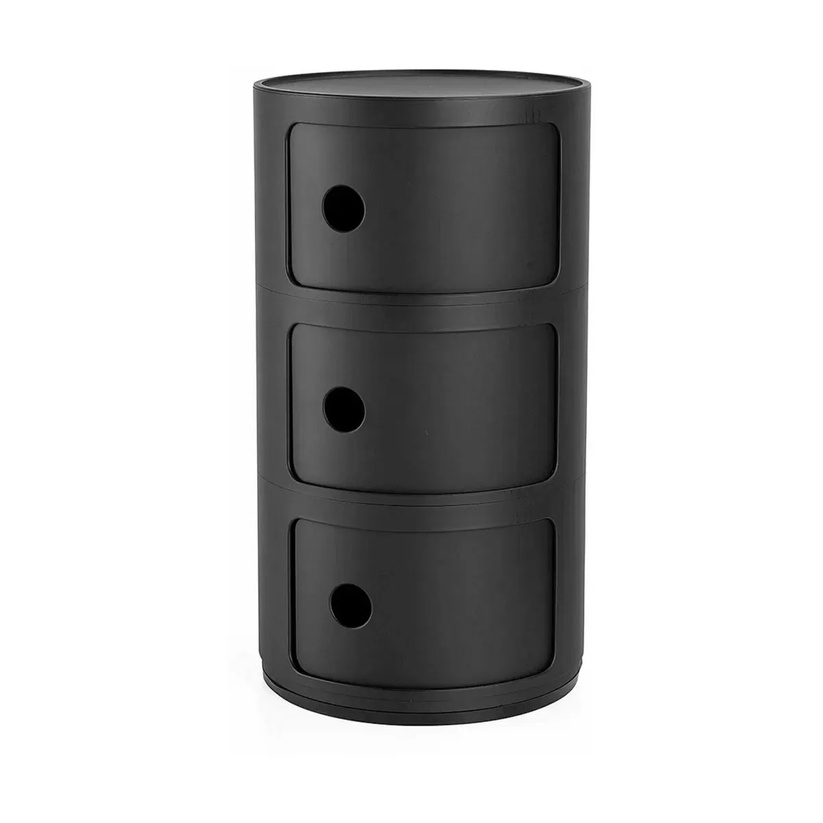 Table de chevet noire mat 3 tiroirs Componibili Recycled - Kartell