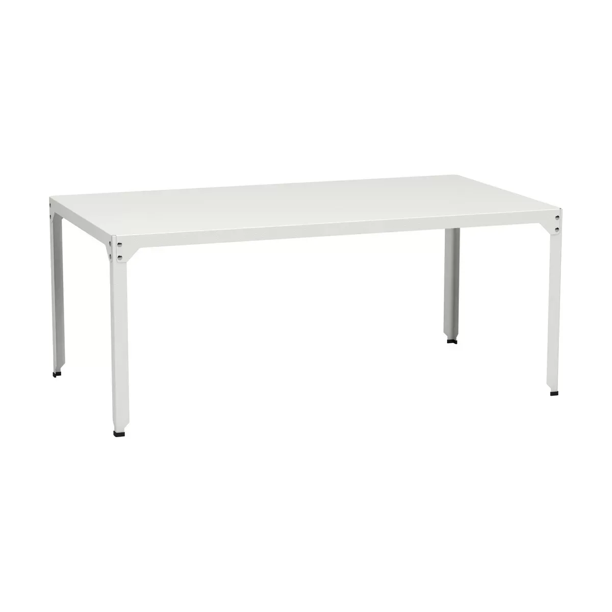 Table rectangulaire en acier mat blanche 100 cm Hegoa - Matière Grise