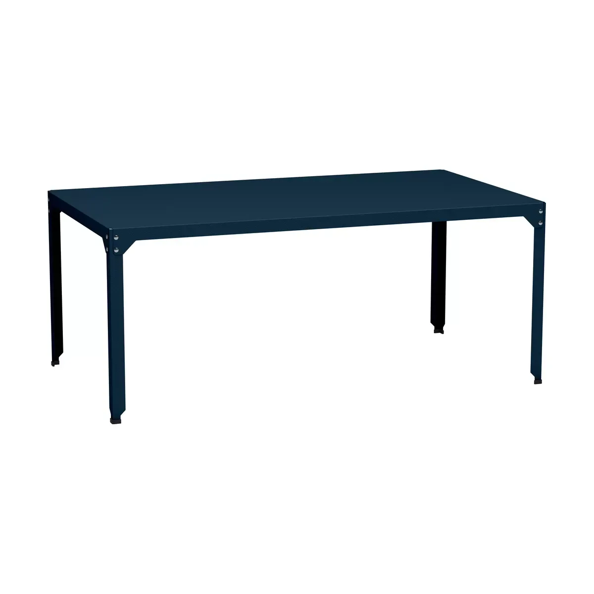 Table rectangulaire en acier mat denim 100 cm Hegoa - Matière Grise