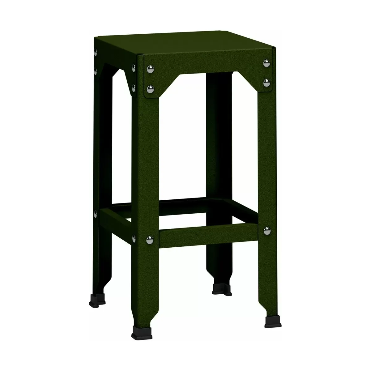 Tabouret haut en acier galvanisé kaki 63 cm Hegoa - Matière Grise