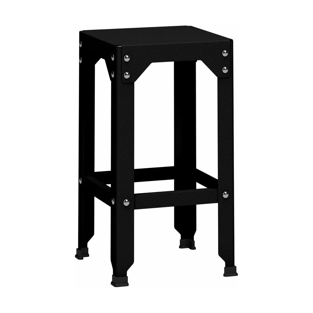 Tabouret haut en acier galvanisé noir mat 63 cm Hegoa - Matière Grise