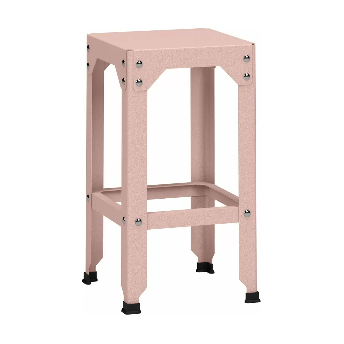 Tabouret haut en acier galvanisé baby pink 63 cm Hegoa - Matière Grise