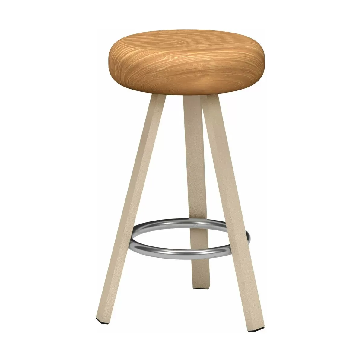 Tabouret haut en chêne et acier crème 65 cm Smack - Matière Grise