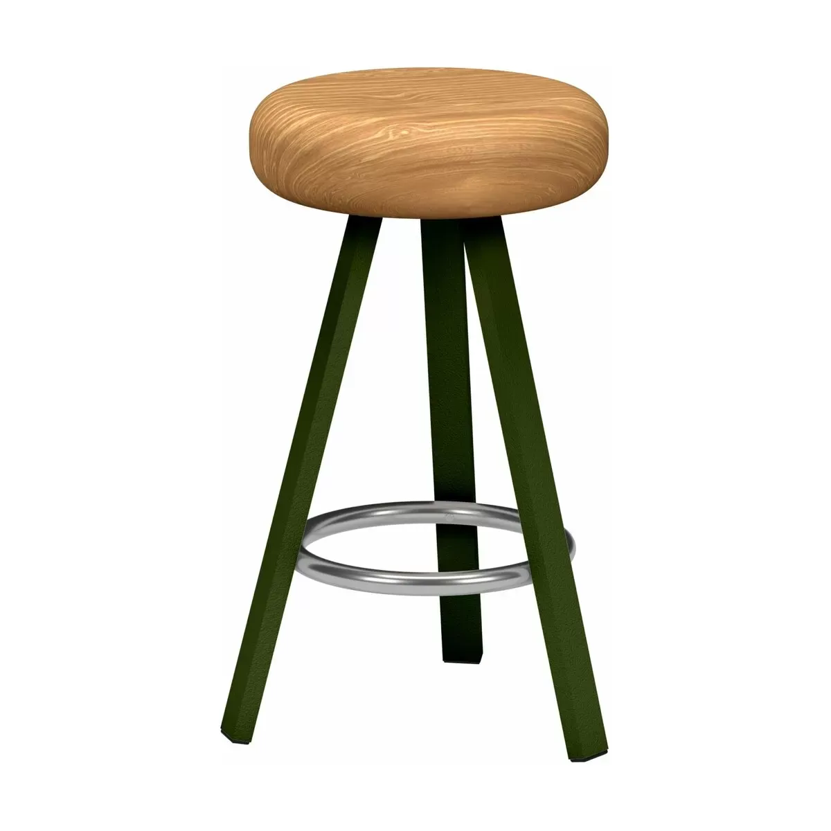 Tabouret haut en chêne et acier kaki 65 cm Smack - Matière Grise