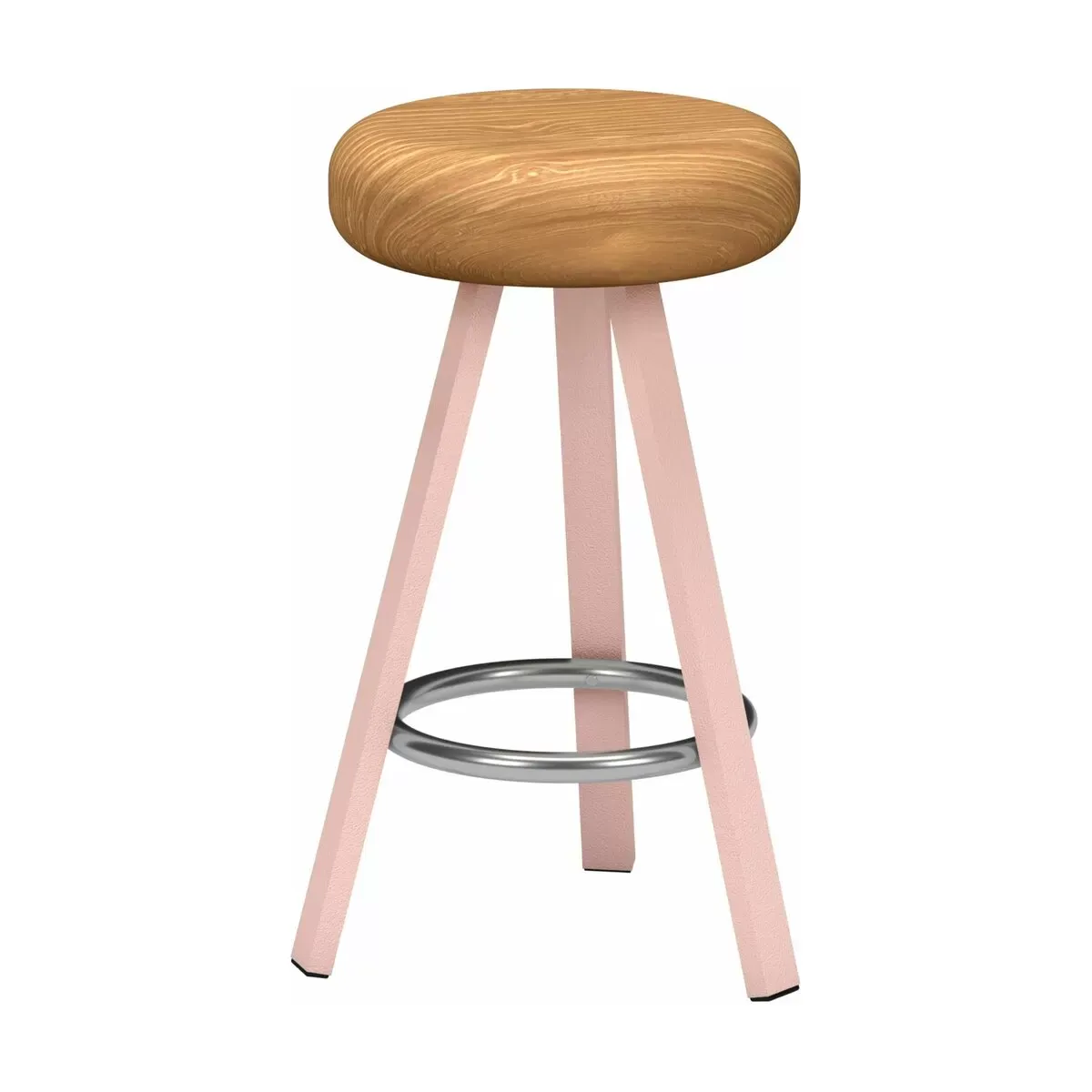 Tabouret haut en chêne et acier baby pink 65 cm Smack - Matière Grise