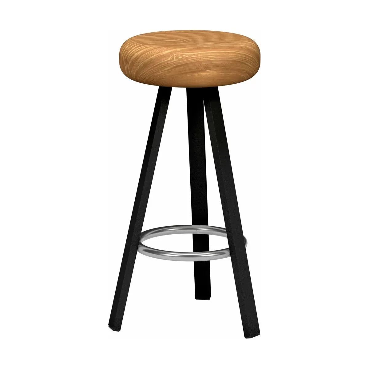 Tabouret haut en chêne et acier noir mat 75 cm Smack - Matière Grise