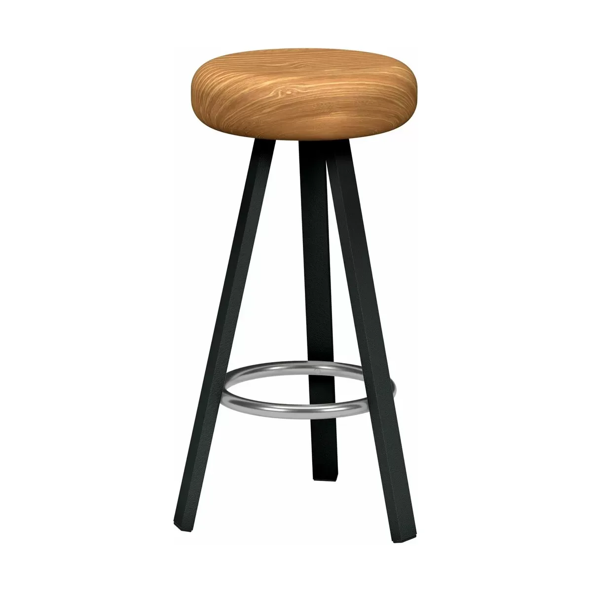 Tabouret haut en chêne et acier anthracite 75 cm Smack - Matière Grise