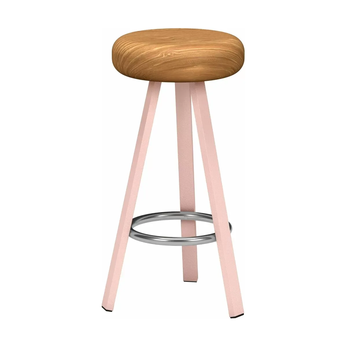 Tabouret haut en chêne et acier baby pink 75 cm Smack - Matière Grise