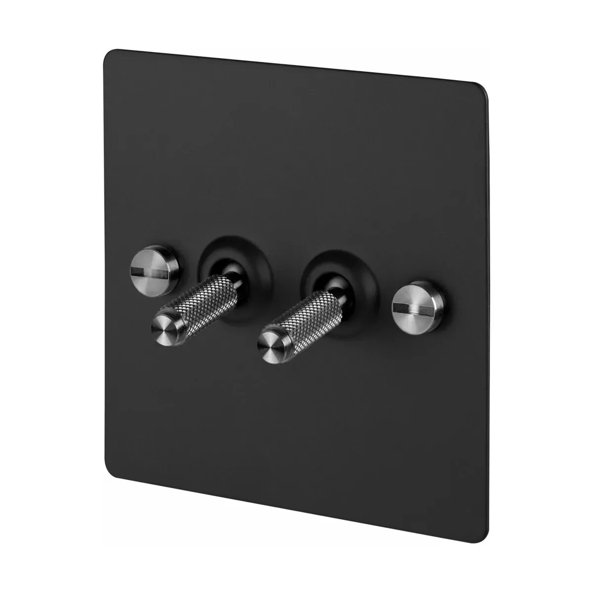 Interrupteur à bascule 2G noir et acier Originelle - Buster+Punch