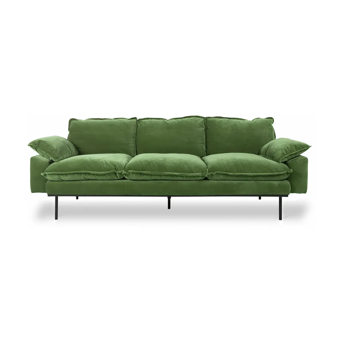 Canapé 3 places en velours vert Retro - Hkliving