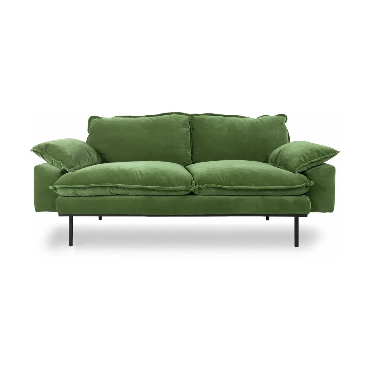 Canapé 2 places en velours vert Retro - Hkliving