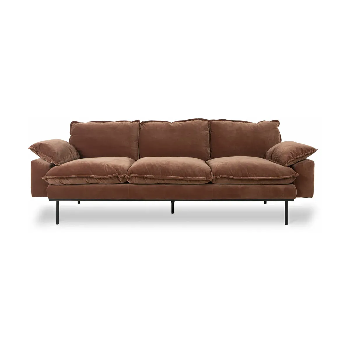 Canapé 3 places en velours brique Retro - Hkliving