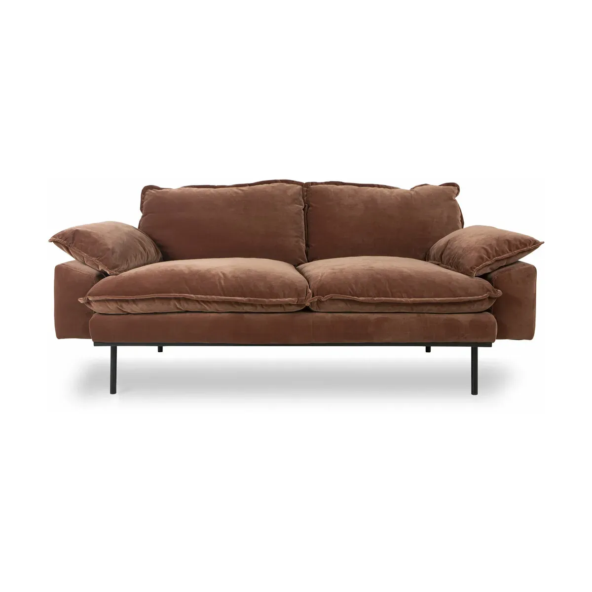 Canapé 2 places en velours brique Retro - Hkliving