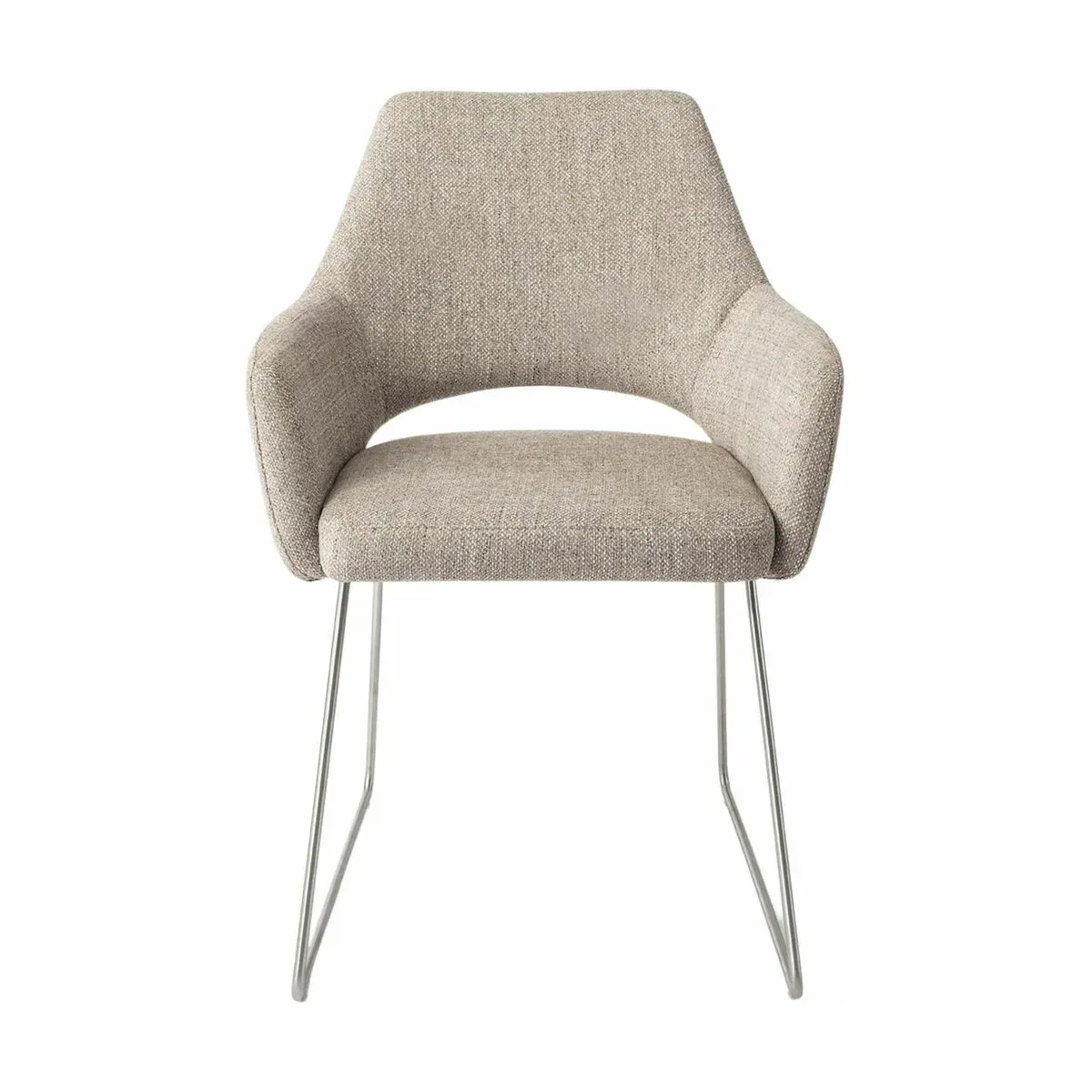 Chaise grise biscuit beach avec pieds élégants en métal argenté Yanai - Jesper Home