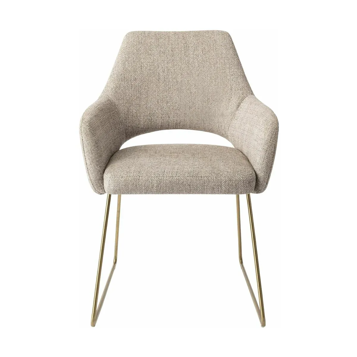 Chaise grise biscuit beach avec pieds élégants en métal doré Yanai - Jesper Home