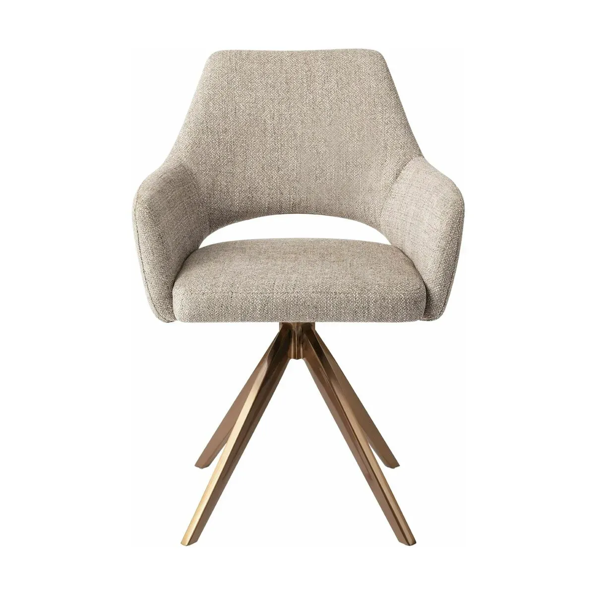 Chaise grise biscuit beach avec pieds rotatifs en métal rosé Yanai - Jesper Home