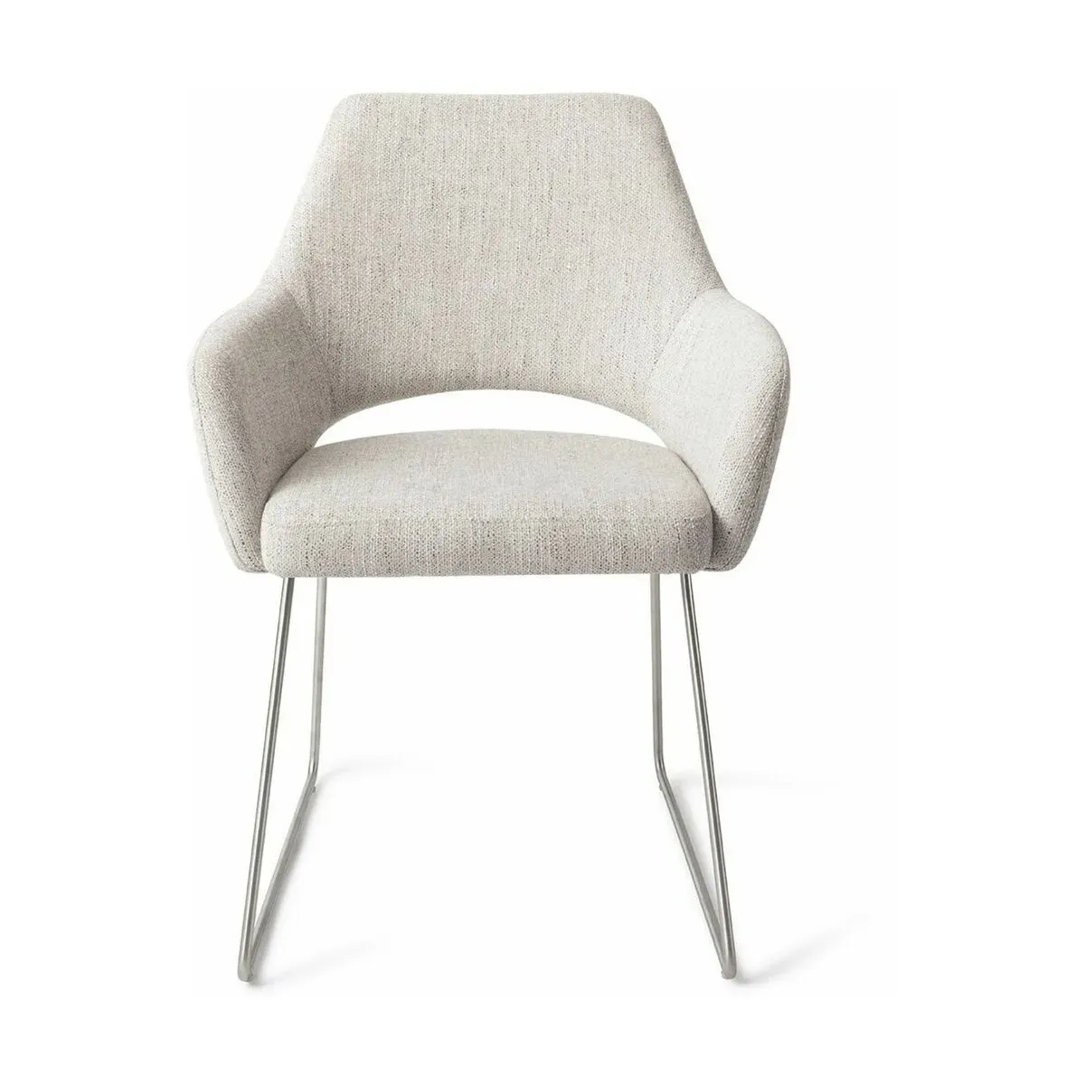 Chaise gris clair pigeon avec pieds élégants en métal argenté Yanai - Jesper Home