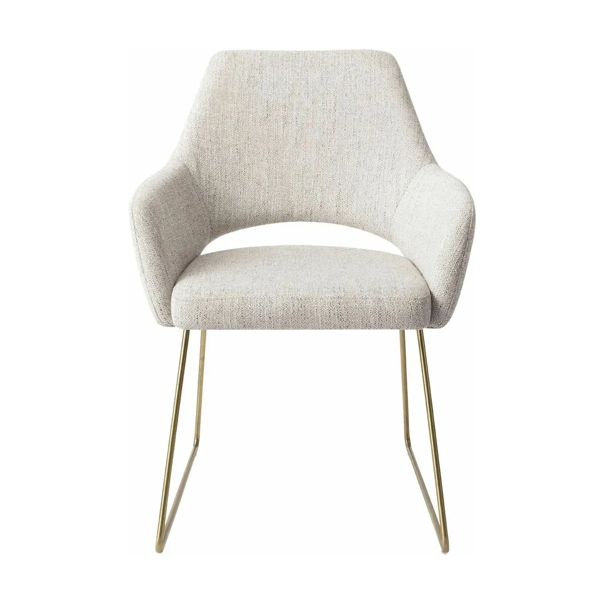 Chaise en tissu gris pigeon avec pieds élégants en métal doré Yanai - Jesper Home