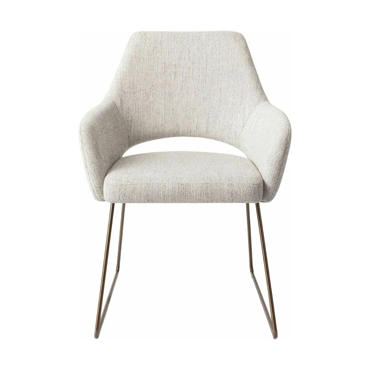 Chaise gris clair pigeon avec pieds élégants en métal rosé Yanai - Jesper Home