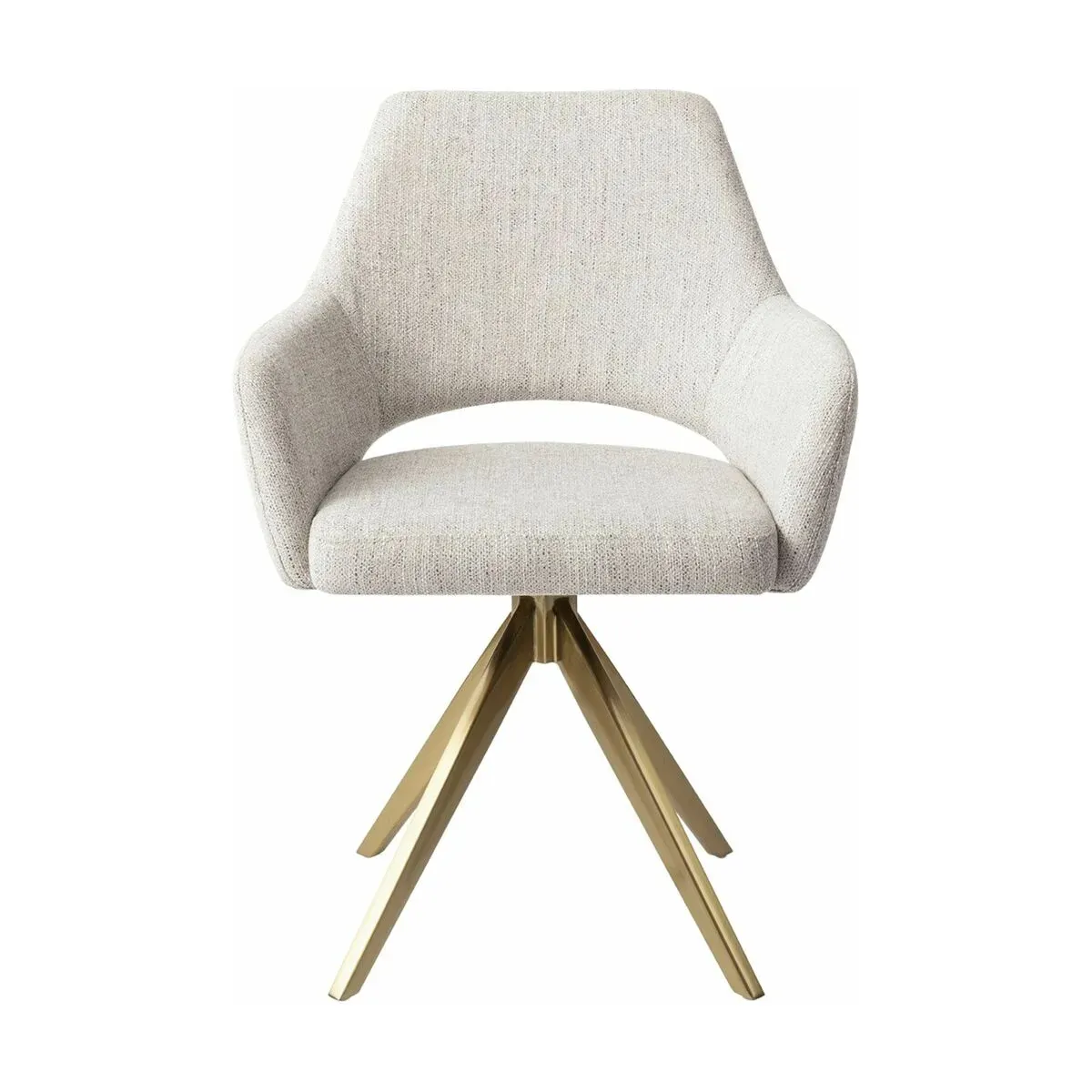 Chaise en tissu gris pigeon avec pieds rotatifs en métal doré Yanai - Jesper Home