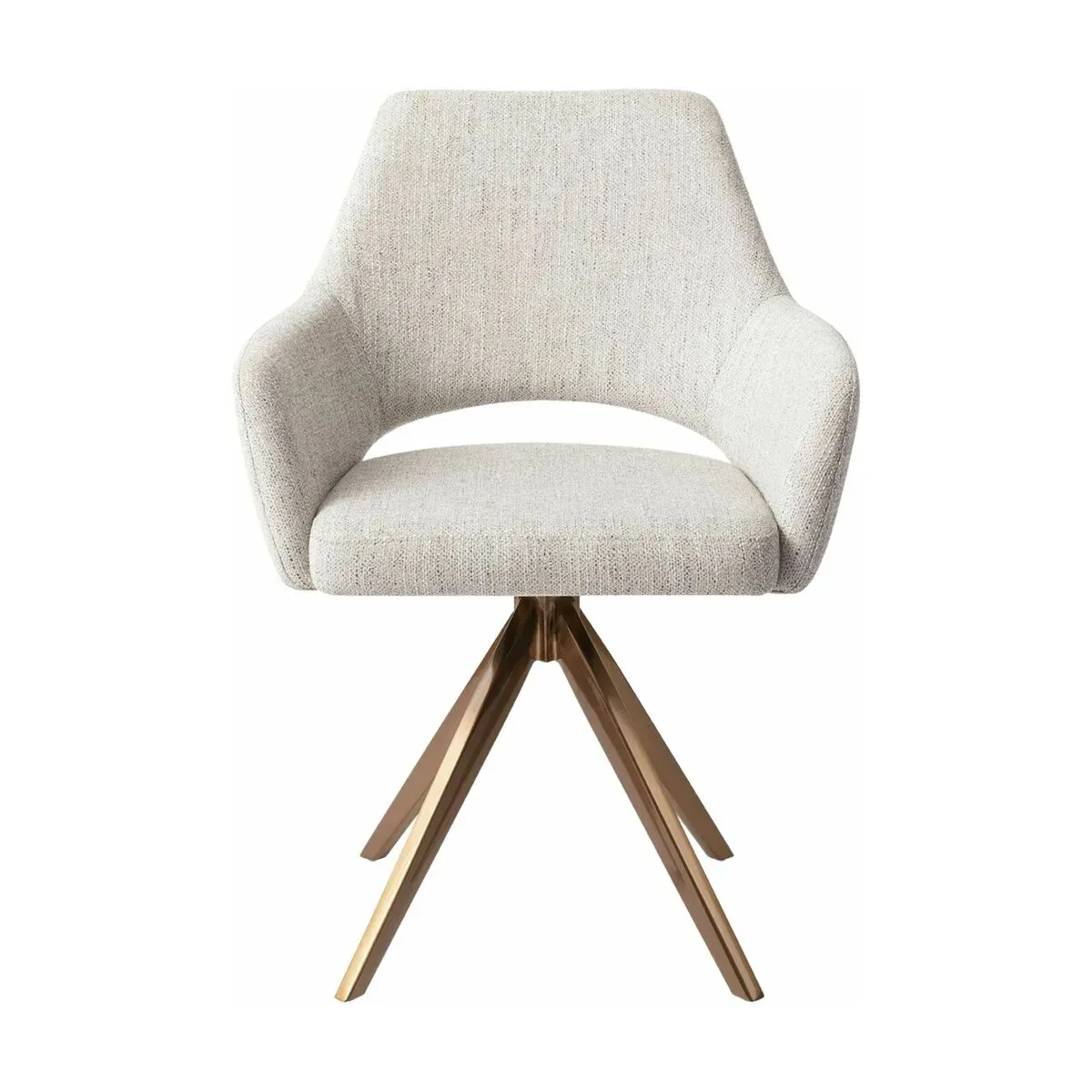 Chaise gris clair pigeon avec pieds rotatifs en métal rosé Yanai - Jesper Home
