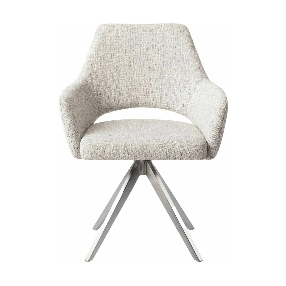 Chaise gris clair pigeon avec pieds rotatifs en métal argenté Yanai - Jesper Home