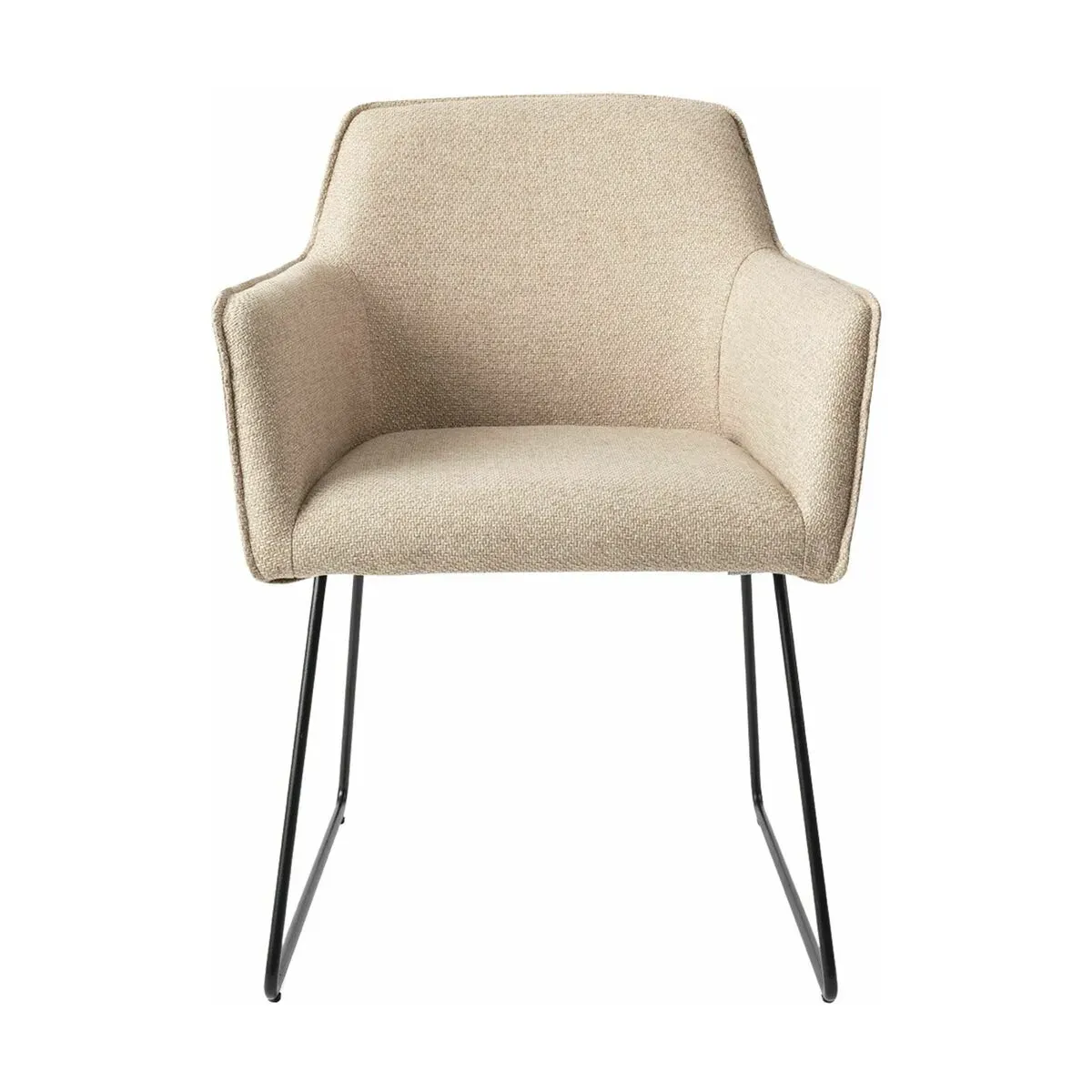 Chaise beige wild walnut avec pieds élégants en métal noir Hofu - Jesper Home