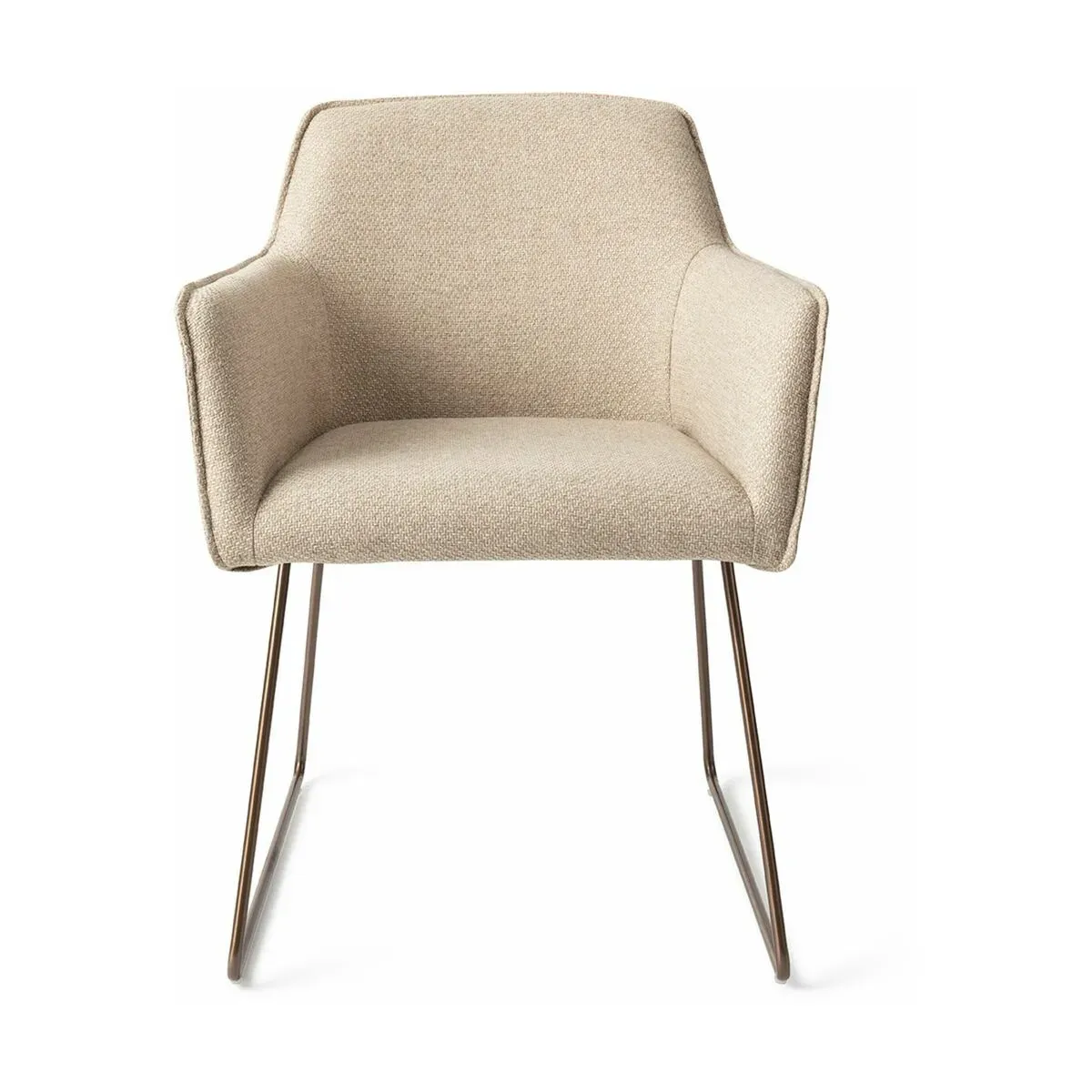 Chaise beige wild walnut avec pieds élégants en métal rosé Hofu - Jesper Home