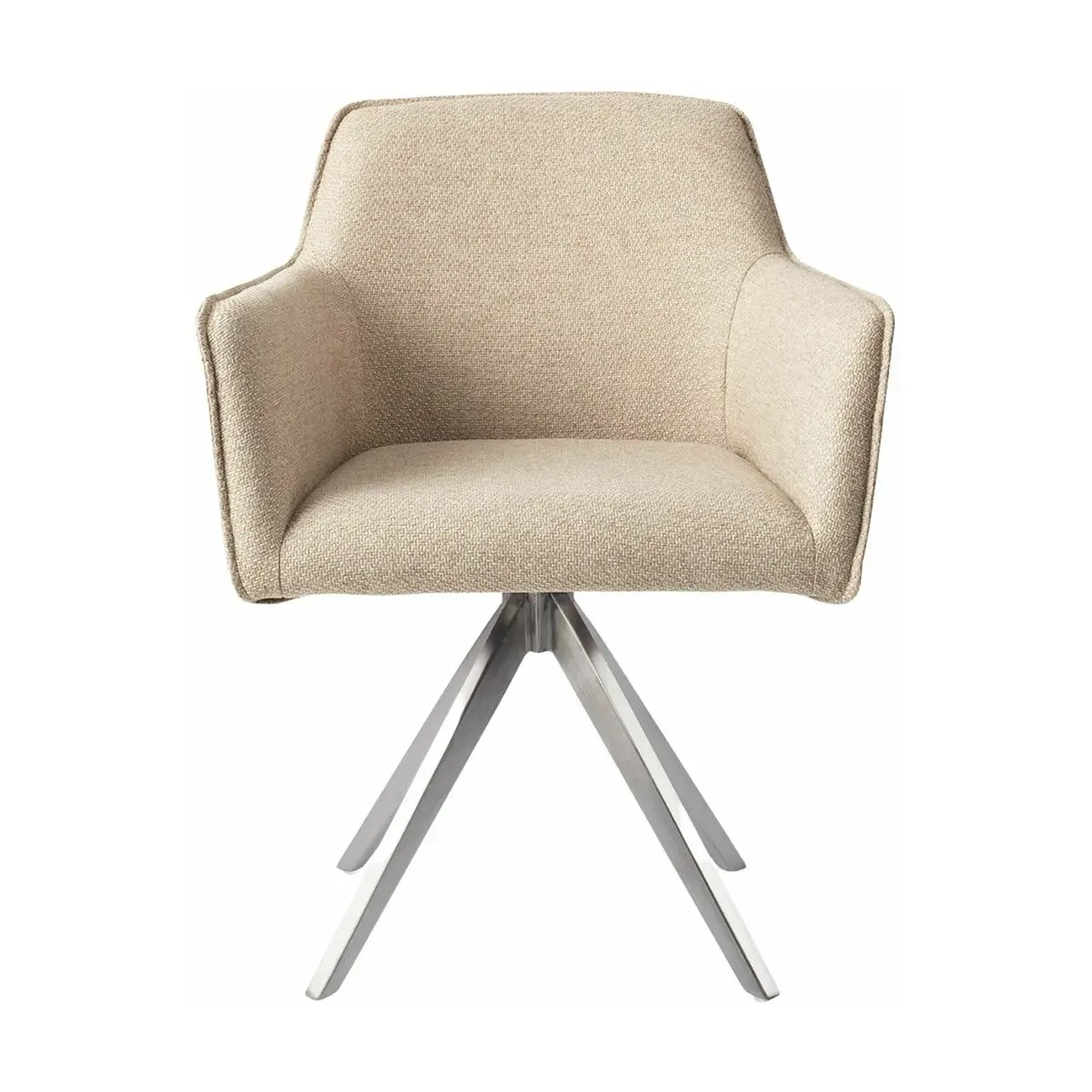 Chaise beige avec pieds rotatifs en métal argenté Hofu - Jesper Home