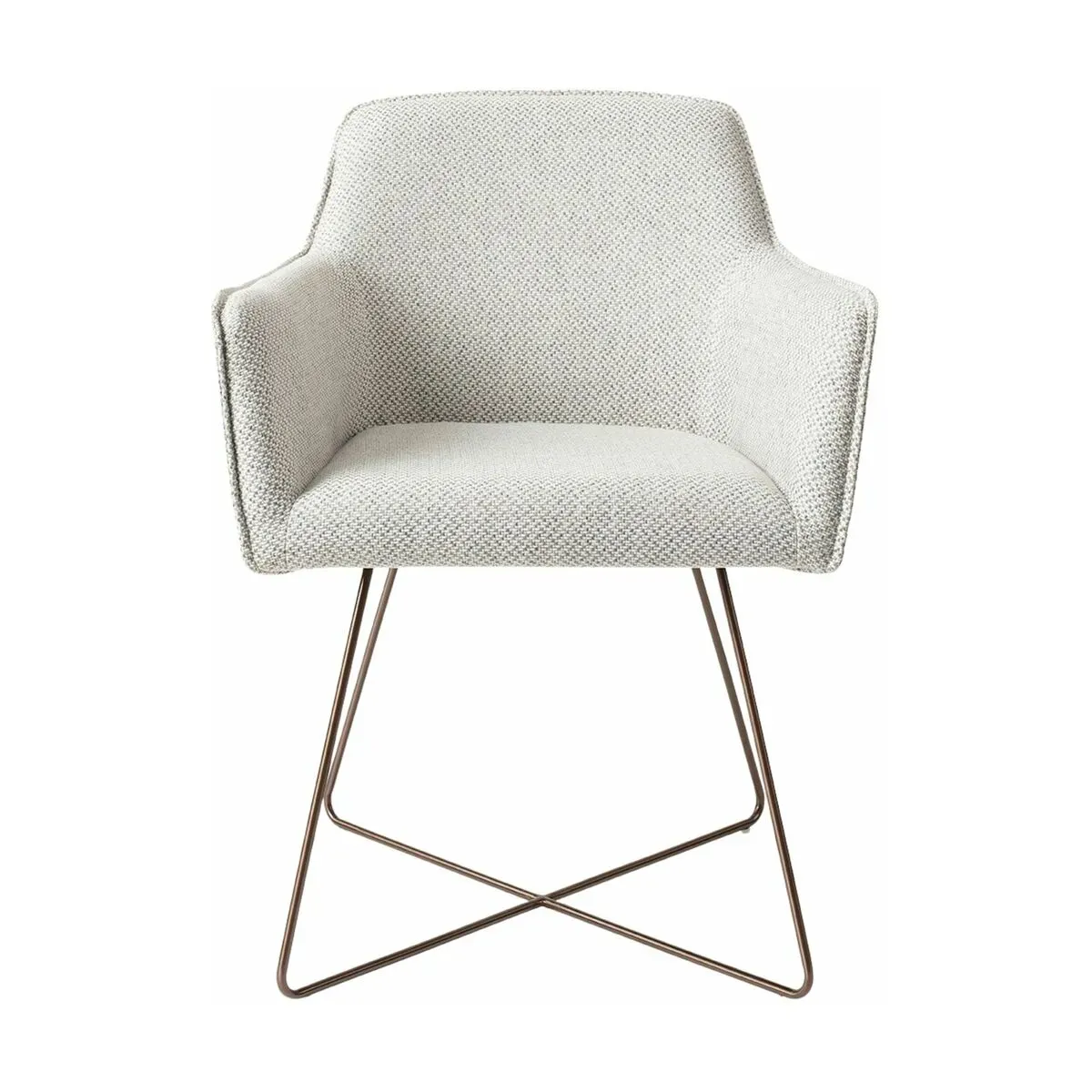 Chaise grise claire checkers charm avec pieds croisés en métal rosé Hofu - Jesper Hom