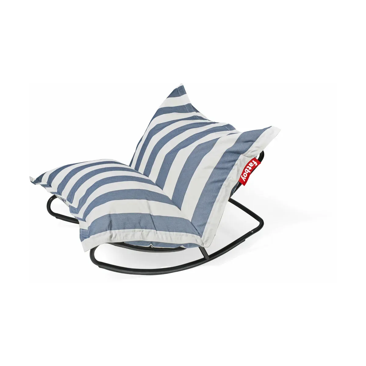 Fauteuil extérieur en métal avec coussin rayé océan Rock 'n Roll Combi - Fatboy