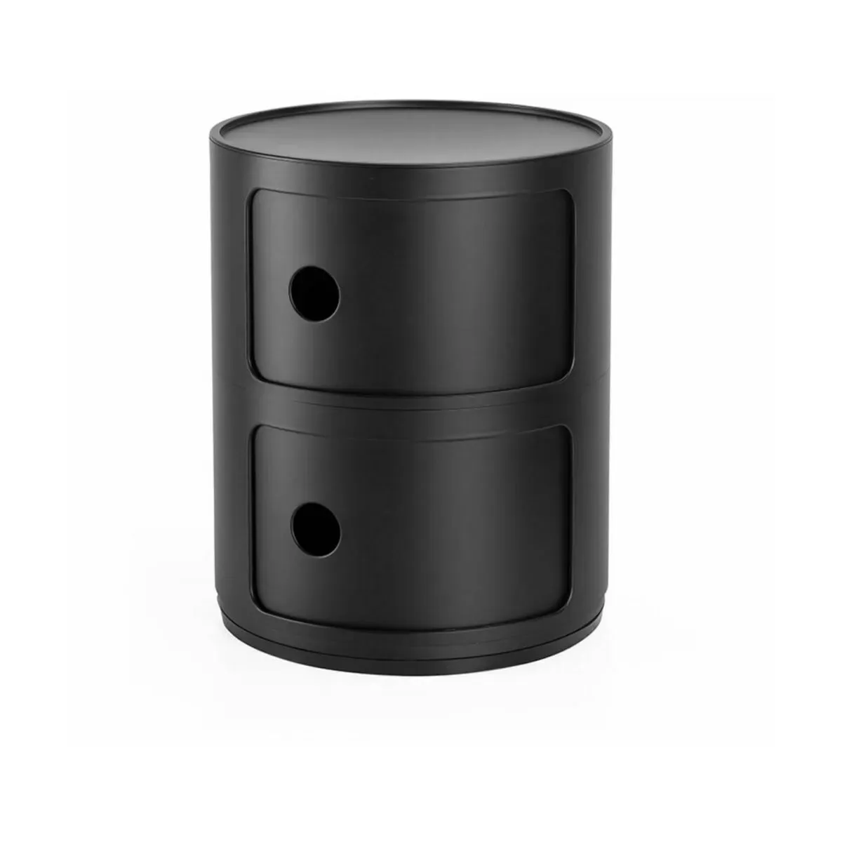 Table de chevet noire mat 2 tiroirs Componibili Recycled - Kartell
