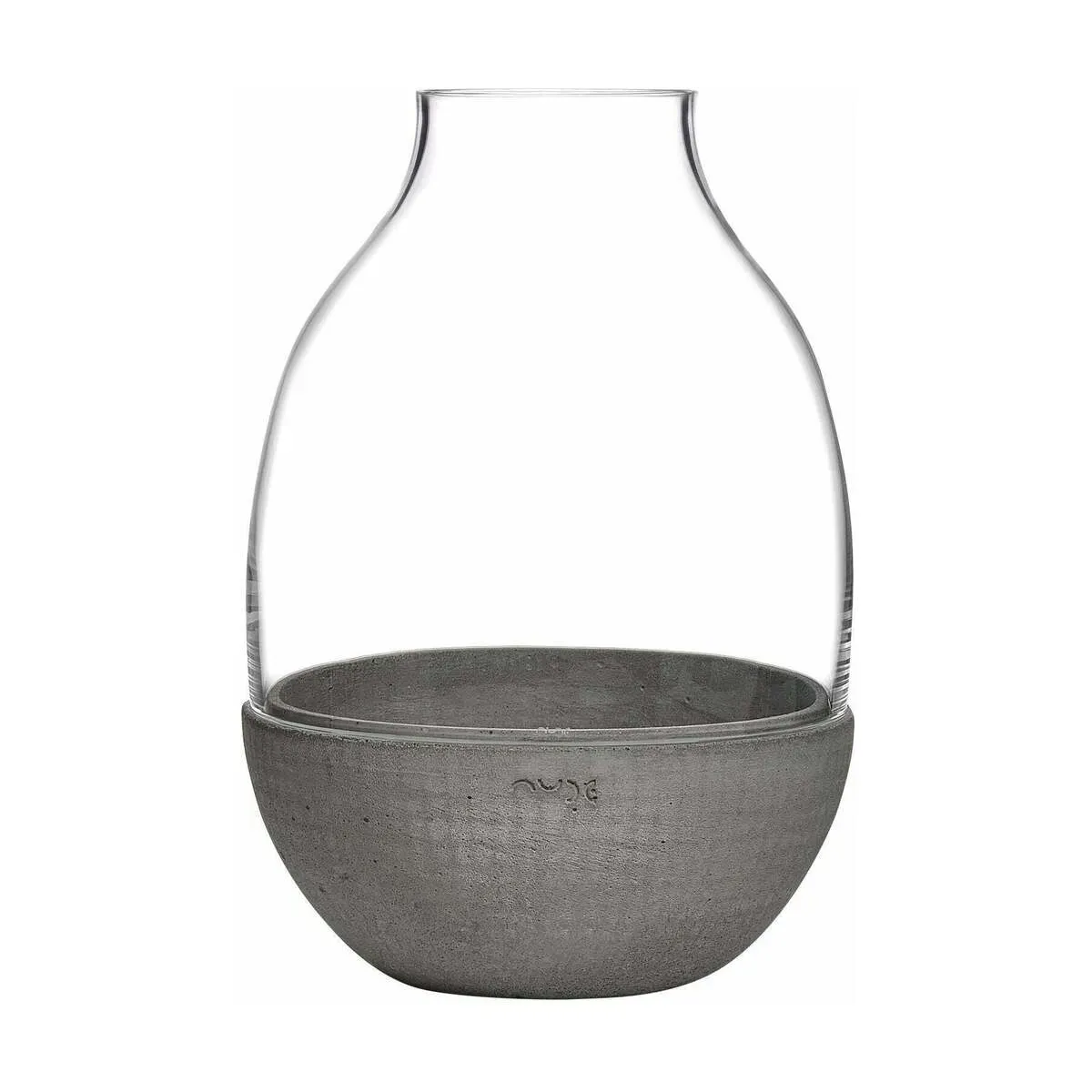 Terrarium Eden transparent avec base en béton moulé - Nude Glass