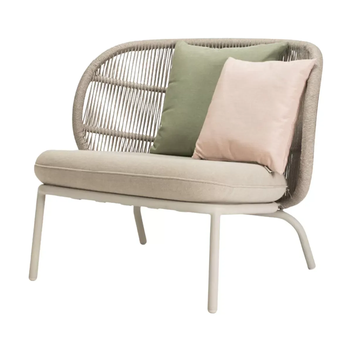 Chaise lounge de jardin blanche et tissu almond Kodo - Vincent Sheppard