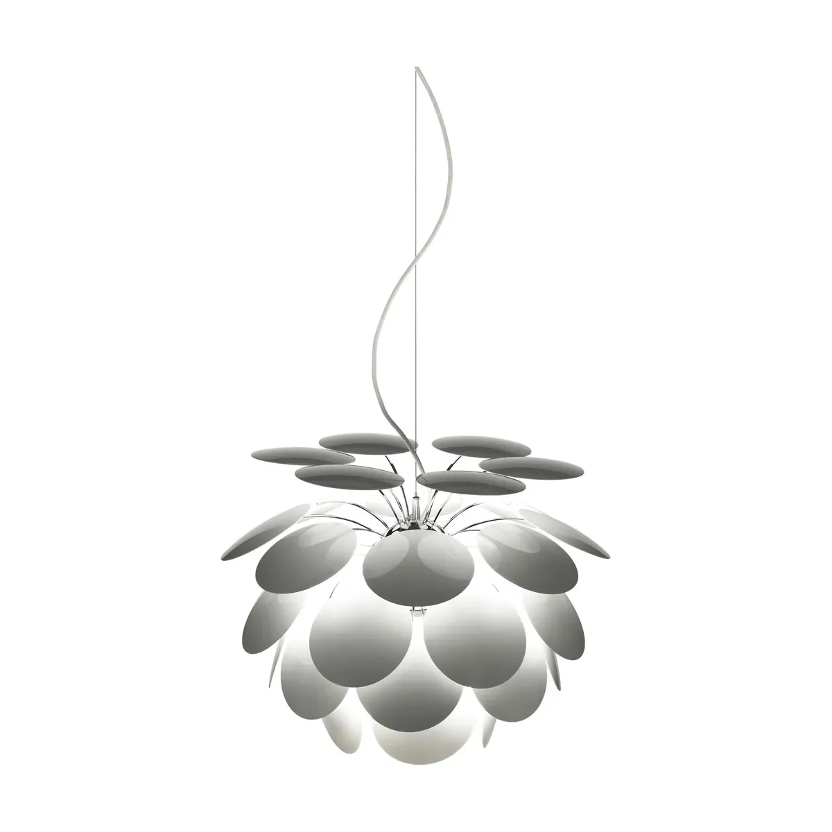 Suspension en métal blanc 53cm avec fil 5m Discoco - Marset
