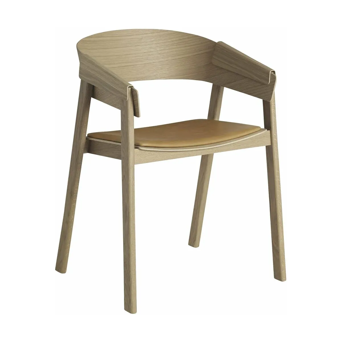 Chaise de bar en chêne massif et en cuir beige foncé 75 cm Cover - Muuto