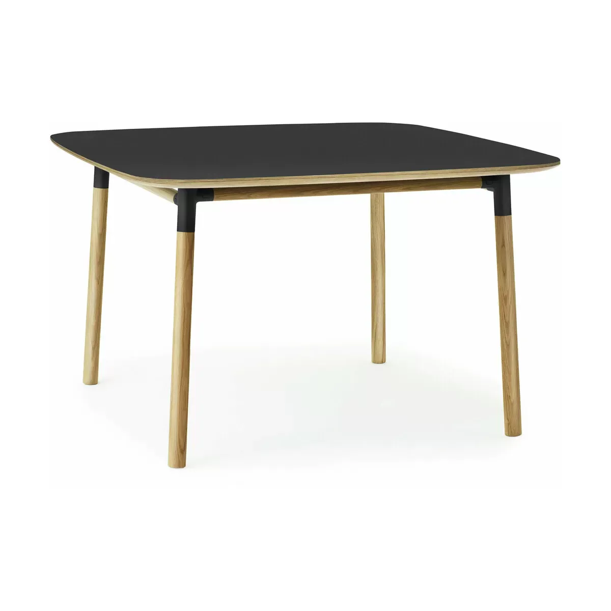 Table à manger carrée en chêne et lino noir 120 x 120 cm Form - Normann Copenhagen