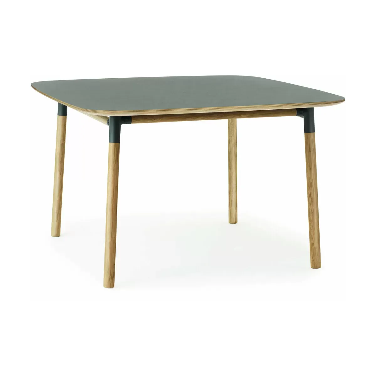 Table à manger carrée en chêne et lino vert 120 x 120 cm Form - Normann Copenhagen