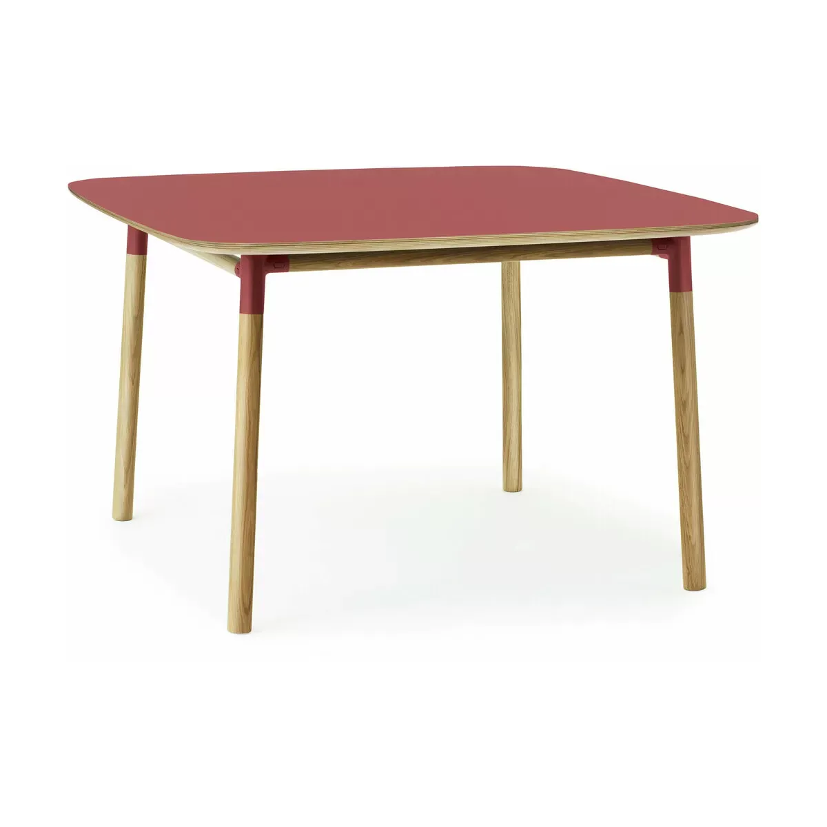 Table à manger carrée en chêne et lino rouge 120 x 120 cm Form - Normann Copenhagen