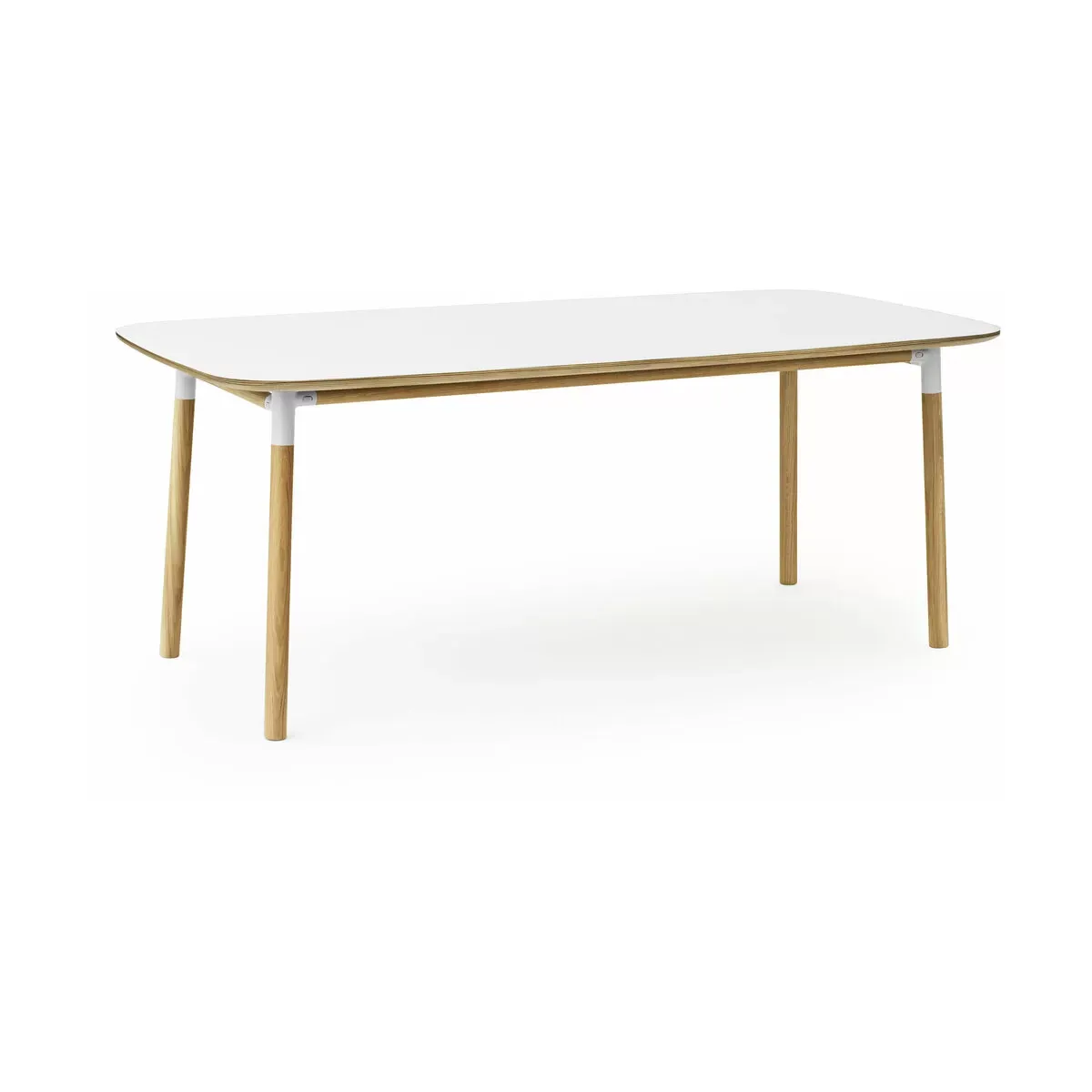 Table à manger rectangulaire en chêne et stratifié blanc 95 x 200 cm Form - Normann C