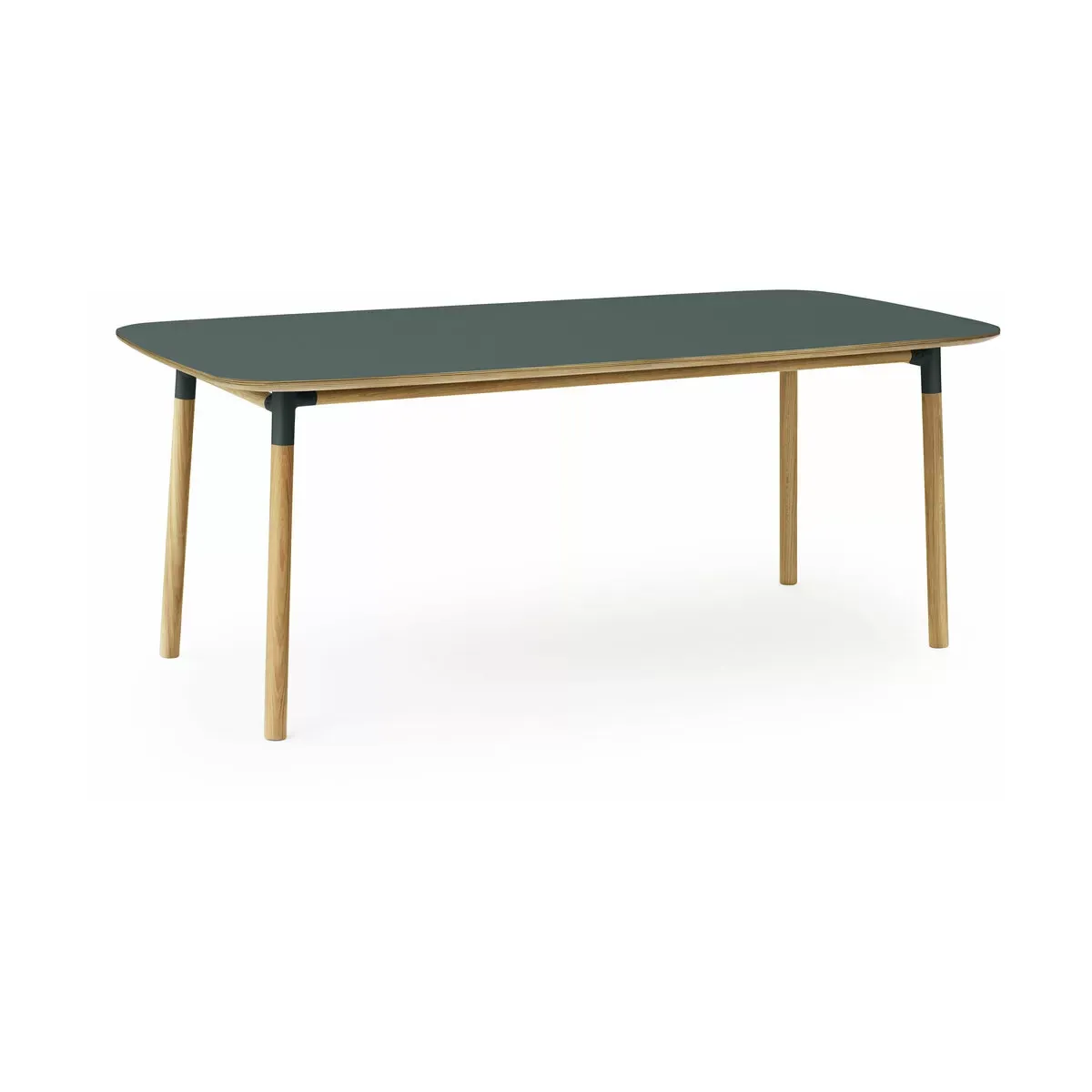 Table à manger rectangulaire en chêne et lino vert 95 x 200 cm Form - Normann Copenha