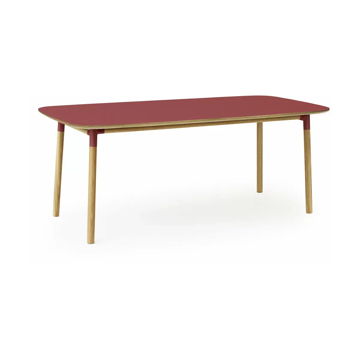 Table à manger rectangulaire en chêne et lino rouge 95 x 200 cm Form - Normann Copenh