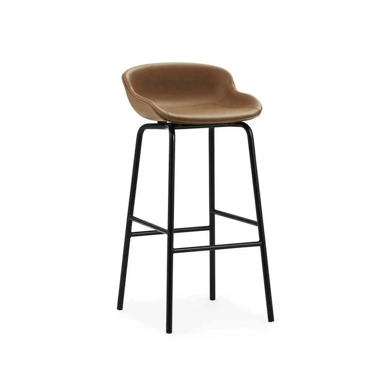 Tabouret de bar en acier et cuir noir 75 cm Hyg - Normann Copenhagen