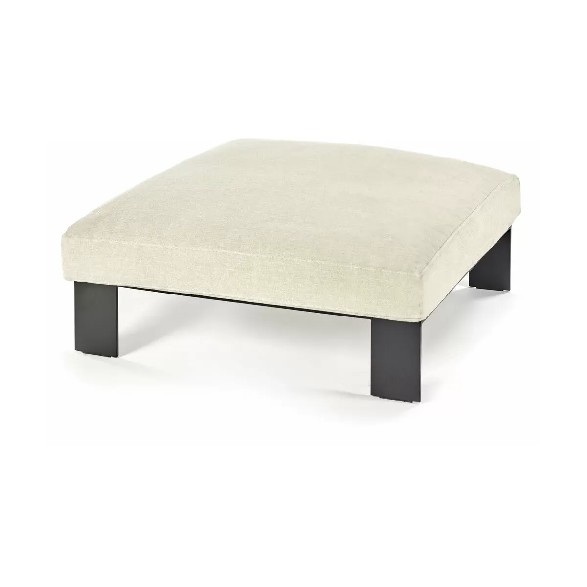 Tabouret en métal avec coussin d'intérieur couleur ivoire 91 X 91 X 20 cm Ottoman - S