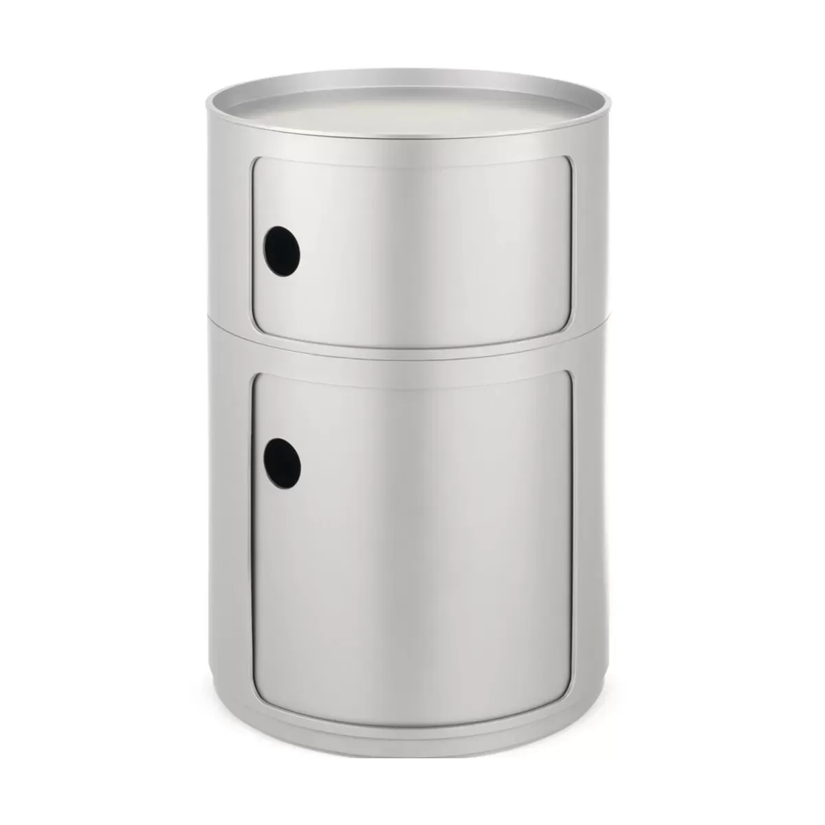 Table de chevet argenté 2 tiroirs asymétrique Componibili Classic BIG - Kartell