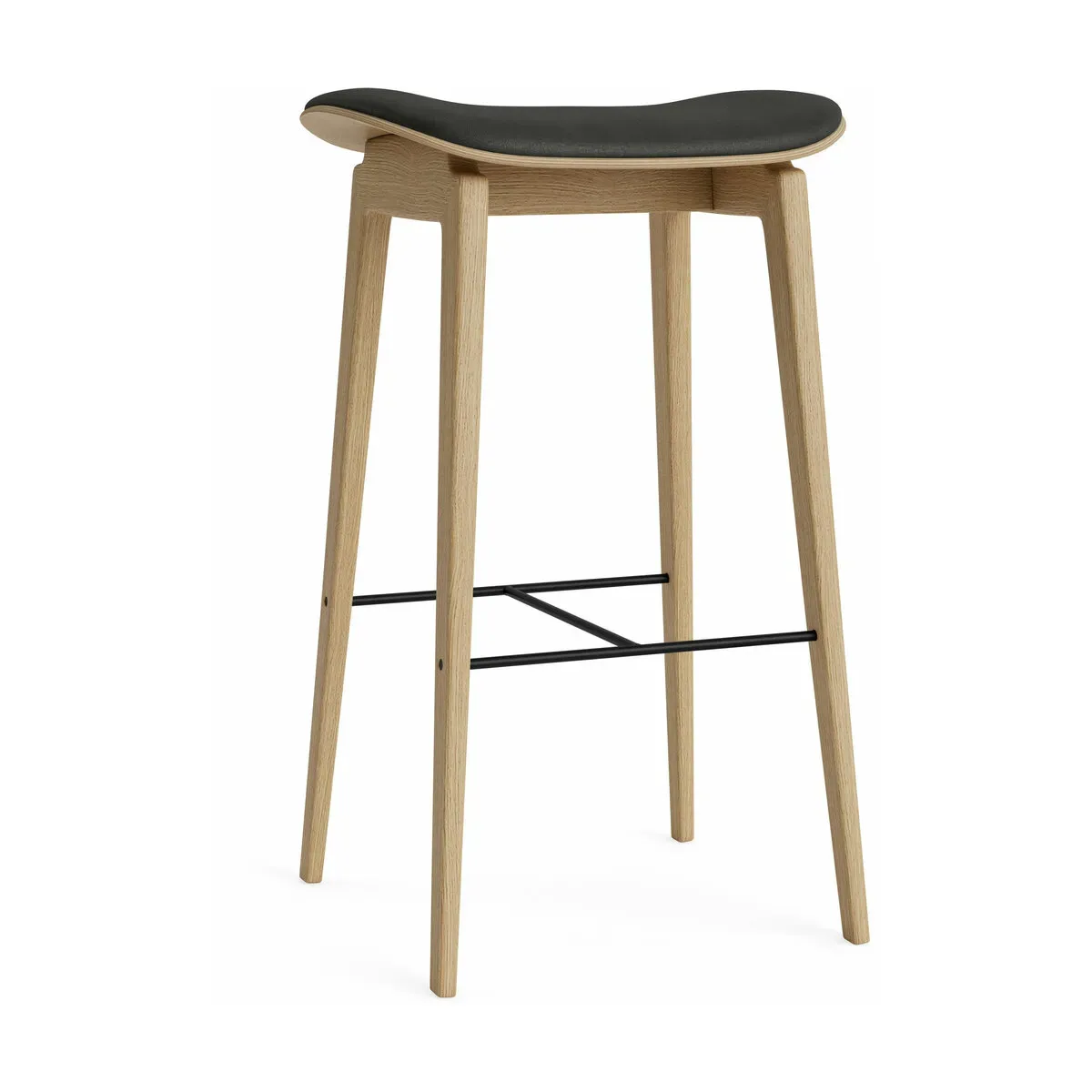 Tabouret de bar en chêne naturel et rembourrage anthracite 65 cm NY11 - NORR11