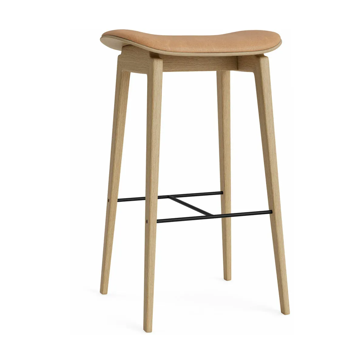 Tabouret de bar en chêne naturel et rembourrage camel 65 cm NY11 - NORR11